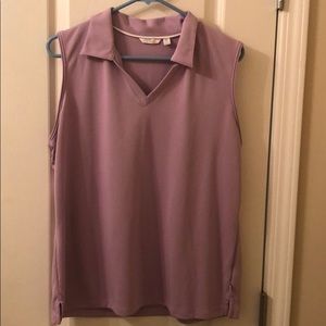 Lady Hagen sleeveless lilac collared golf shirt